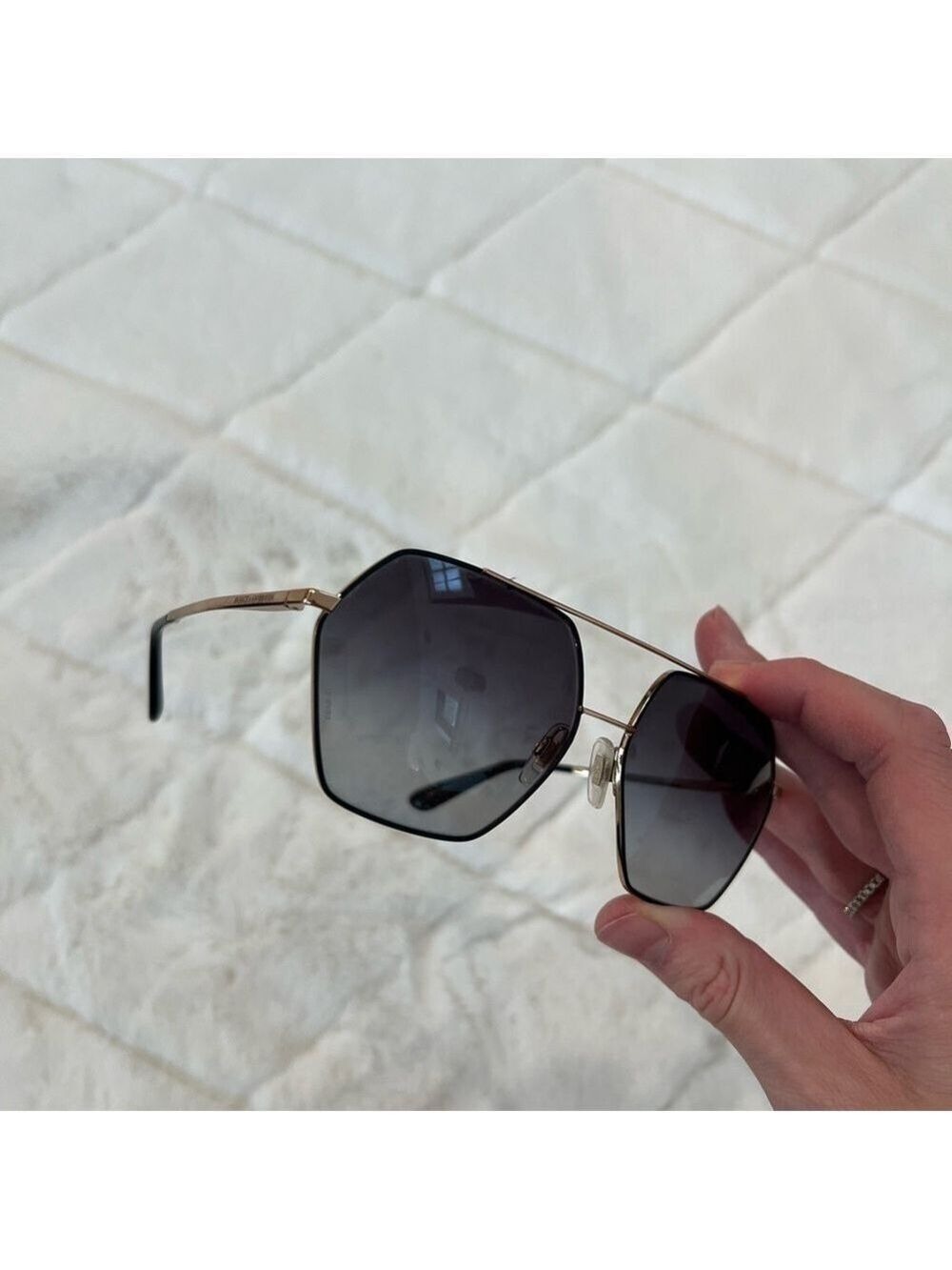 Dolce & Gabbana DG2157 Gold Aviator Polarized Polygon Sunglasses Black - Picture 10 of 15